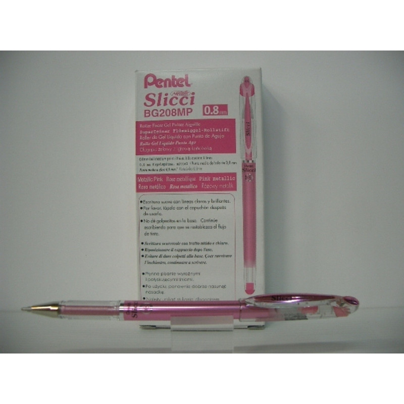 ROTULADOR PENTEL SLICCI ROLLER BG208 METALIC ROSA C/12U ^