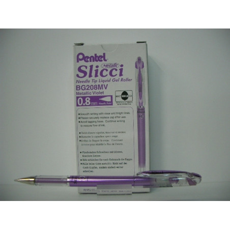 ROTULADOR PENTEL SLICCI ROLLER BG208 METALIC VIOLETA C/12U ^