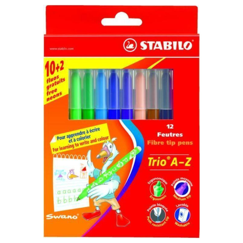 ROTULADOR STABILO TRIO AZ  10+2 COLORES