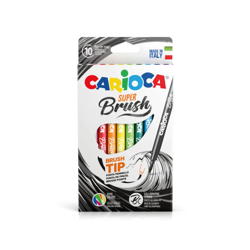 ROTULADOR CARIOCA SUPER BRUSH PUNTA PINCEL 10 COLORES 42937
