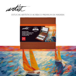 ACRILICOS EN ESTUCHE MADERA ALEX BOG 34 COLORES TUBOS 12ML PROFESSIONAL AB-0121