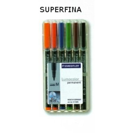 ROTULADOR STAEDTLER LUMOCOLOR SUPER 6 COLORES 313WP6