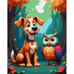 LIENZO ALEX BOG PINTAR POR NUMEROS 40*50 BEST FRIENDS OWL-DOG SG-1884
