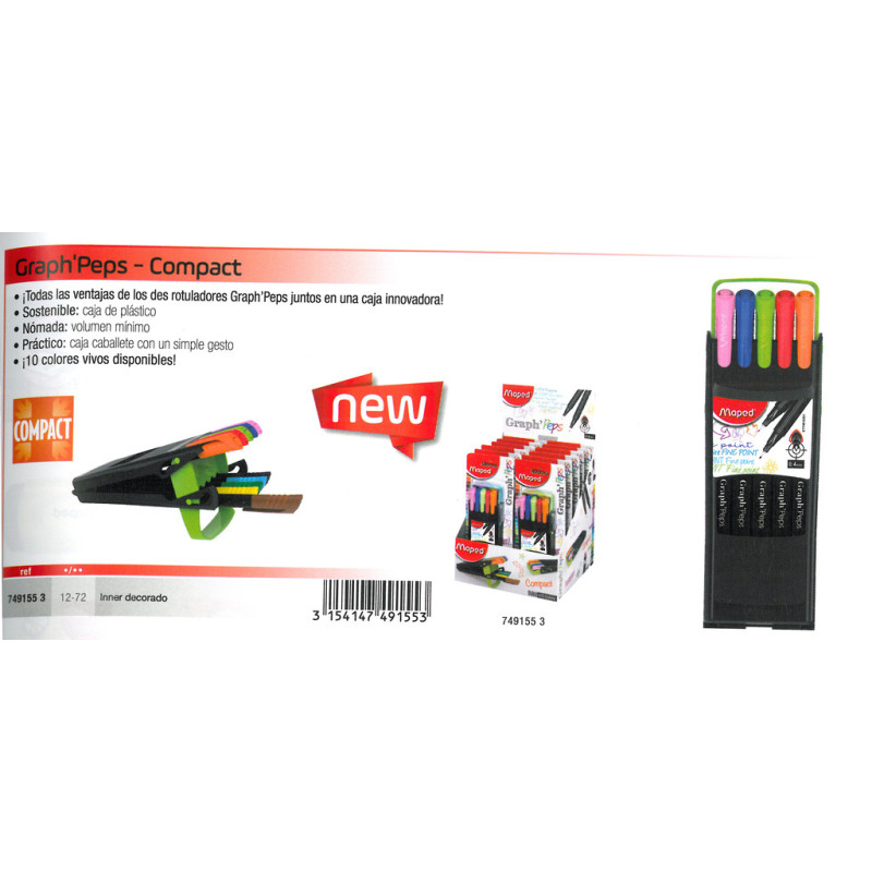 ROTULADOR MAPED GRAPH'PEPS 0,4 ESTUCHE REGALO COMPACT 10 COLORES 749155