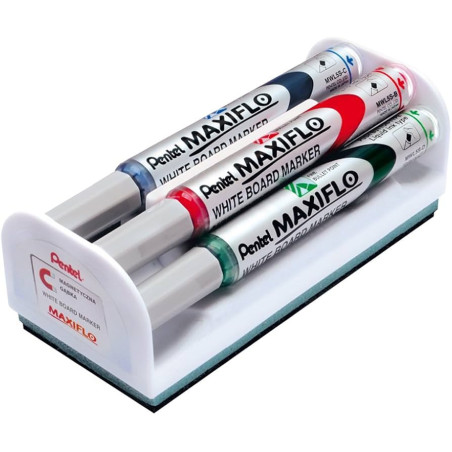 BORRADOR PENTEL PIZARRA BLANCA MAGNETICA C/ 4 ROTULADORES MWL5S-4N