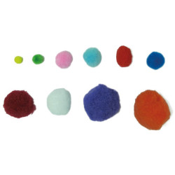 POMPONES COLORES Y TAMAÑOS SURTIDOS PACK 100UDS GRAFOP 68012700