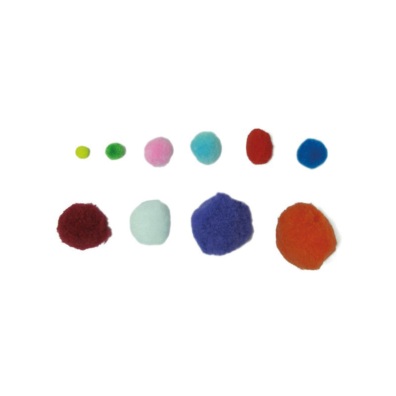 POMPONES COLORES Y TAMAÑOS SURTIDOS PACK 100UDS GRAFOP 68012700