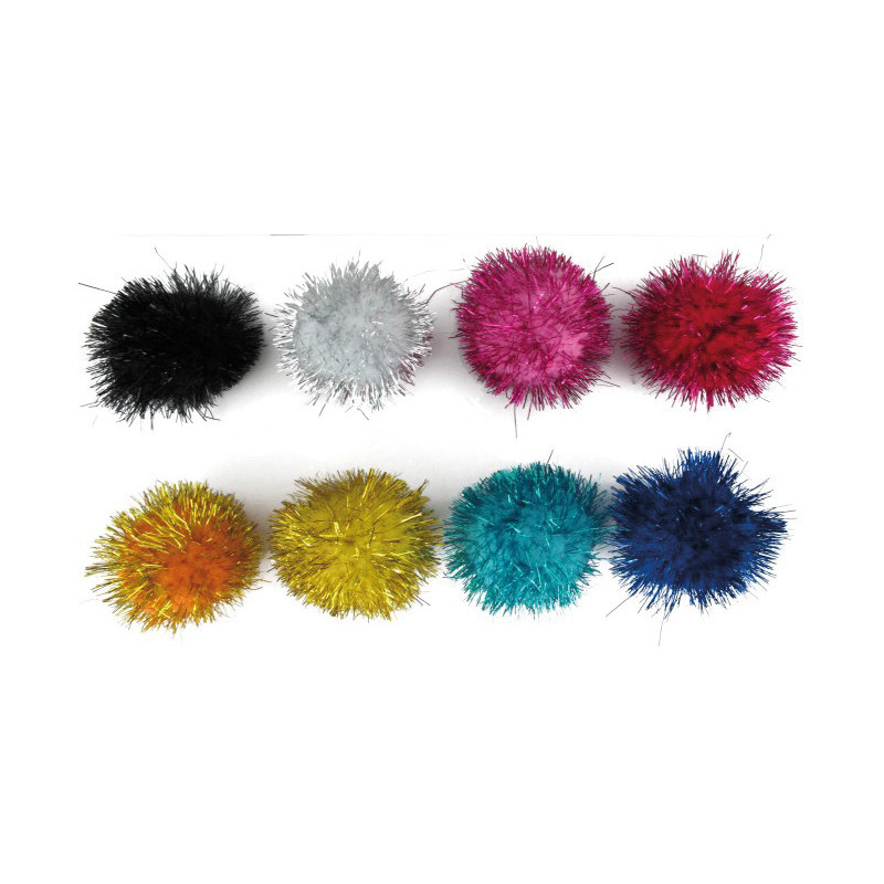 POMPONES BRILLANTES COLORES SURTIDOS 5CM PACK 52UDS GRAFOP 68013000