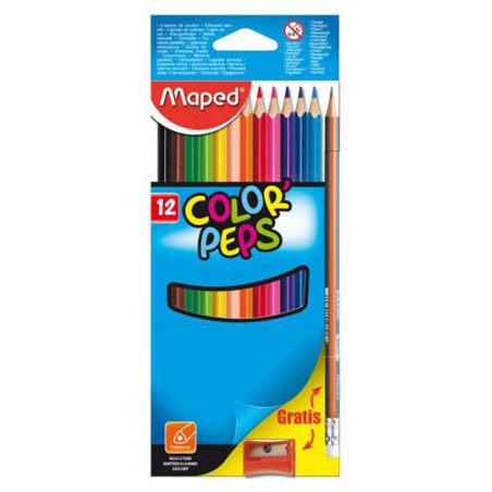 LAPIZ MAPED COLOR PEPS TRIANGULAR CARTON 12 COLORES 18321