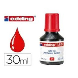 TINTA EDDING T-25 FRASCO 25 ML ROJA