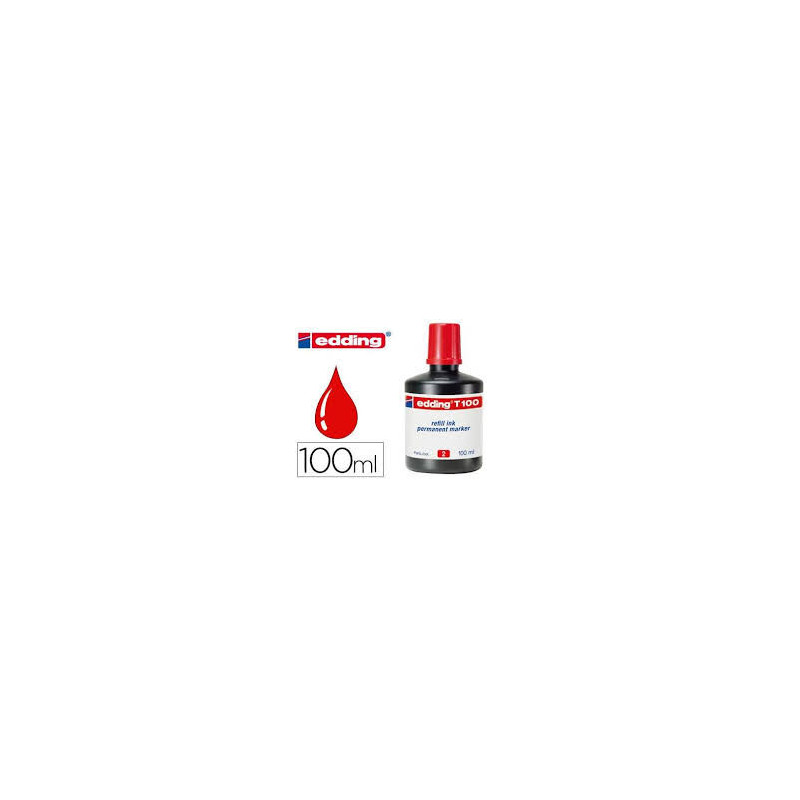 TINTA EDDING T-100 FRASCO 100 ML ROJO