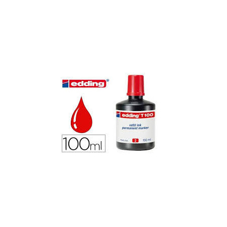 TINTA EDDING T-100 FRASCO 100 ML ROJO