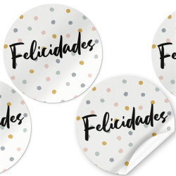 ETIQUETAS FELICIDADES ARGU IMPRESA REDONDA 48006 250U