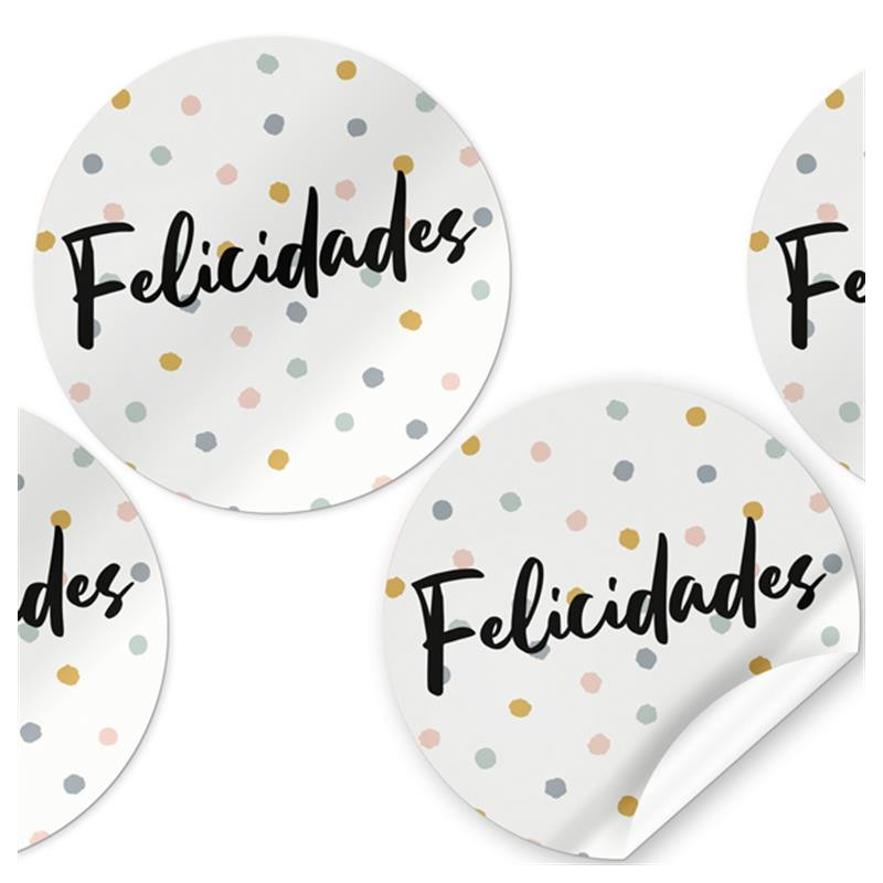 ETIQUETAS FELICIDADES ARGU IMPRESA REDONDA 48006 250U