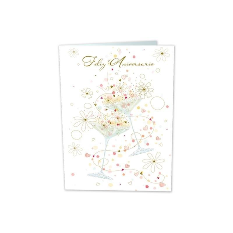 TARJETA FELICITACION COPAS FELIZ ANIVERSARIO TURNOWSKI 48350 UNIDAD ARGU