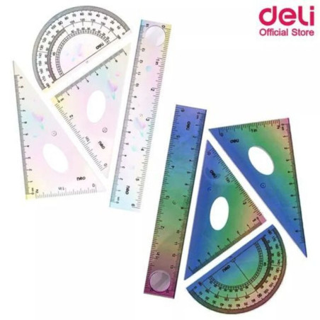 REGLA JUEGO DELI MINI 15CM 4 PZAS REGLA CON LUPA EH652 UNIDAD