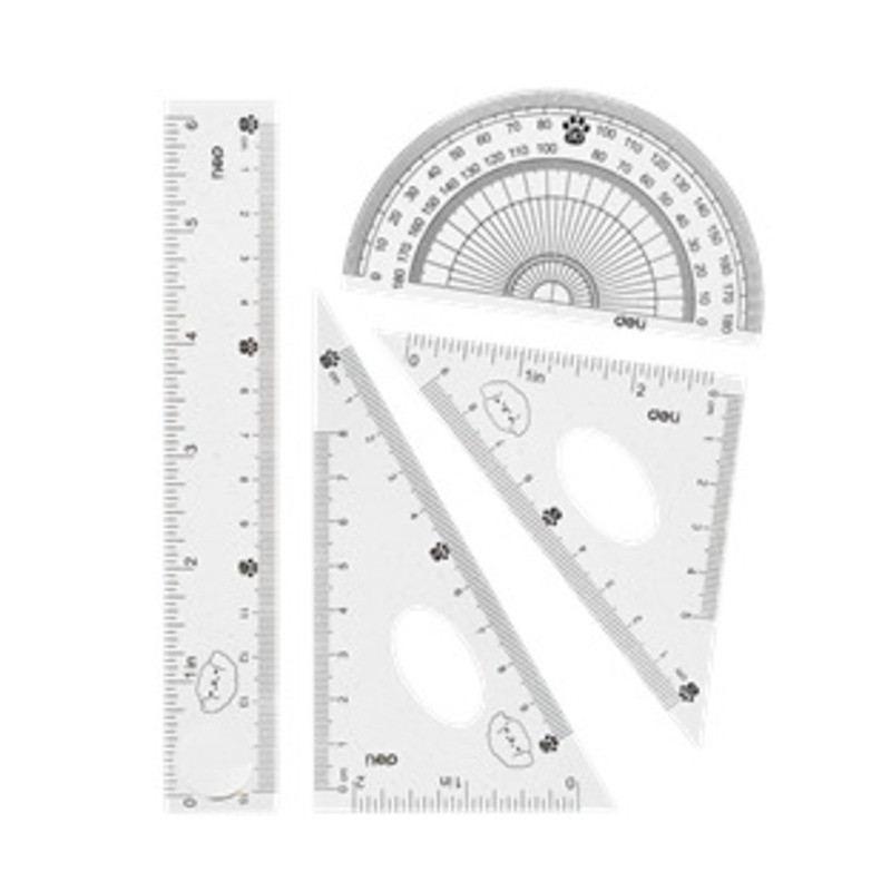 REGLA JUEGO DELI MINI 15CM 4 PZAS REGLA CON LUPA EH657 TRANSPARENTE UNIDAD