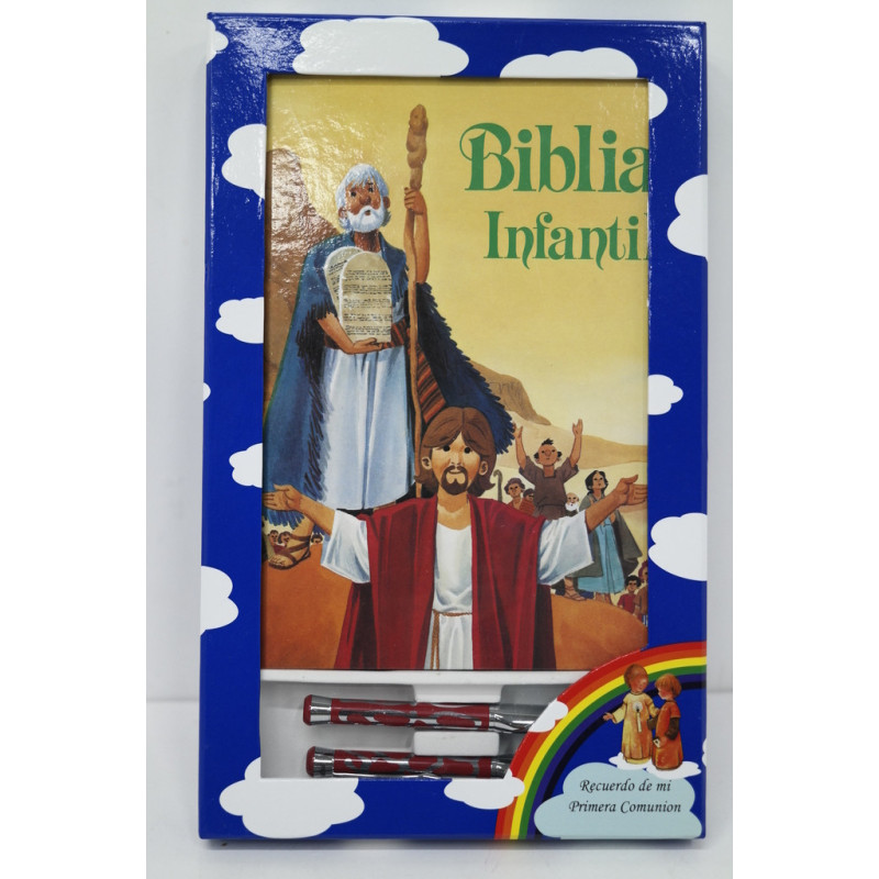 JUEGO LEBER BOLIGRAFO PLUMA Y BIBLIA CARTONE ROJO 10.407-03