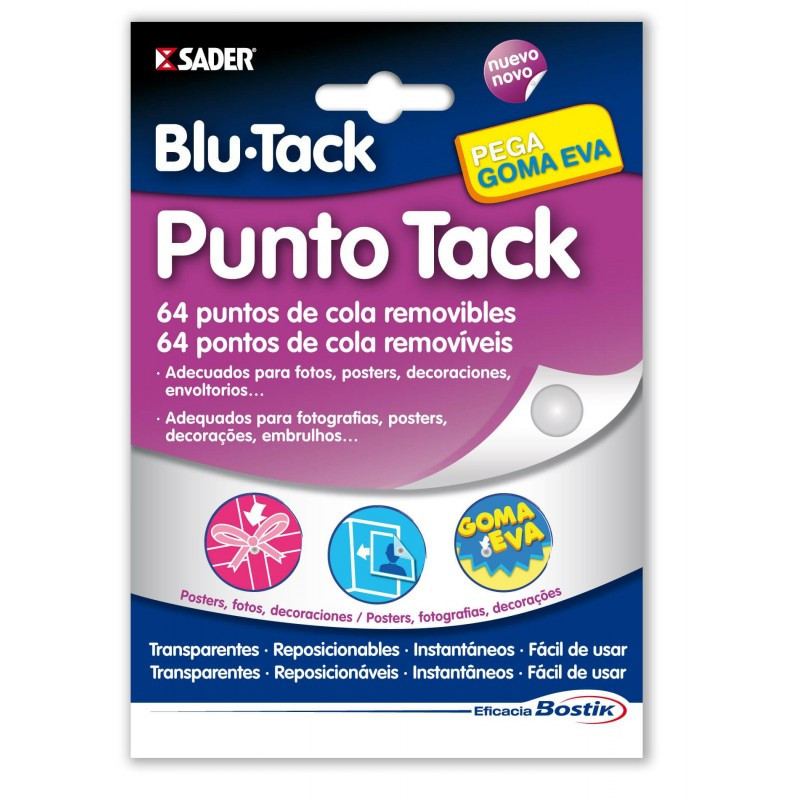 PEGAMENTO TACK BLU-TACK PUNTO TACK LAMINA PUNTOS ADHESIVOS PTE 4H PLICO