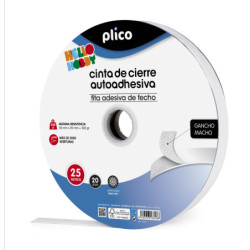 CINTA CIERRE AUTOAHDESIVA 25M X 20MM BLANCO MACHO PLICO