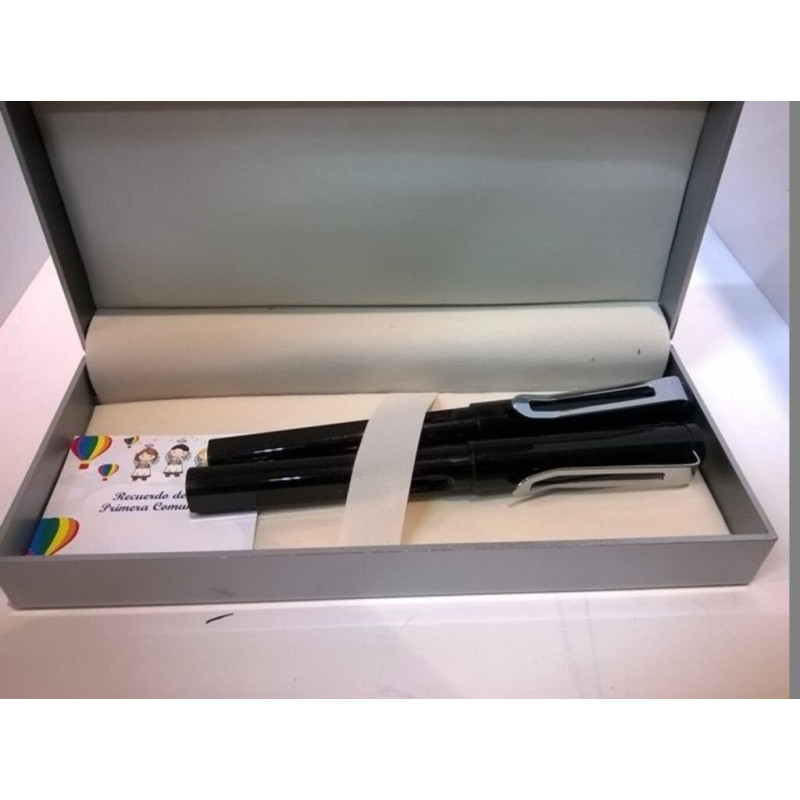 JUEGO LEBER BOLIGRAFO PLUMA ERGONOMICO NEGRO 92.237 ^