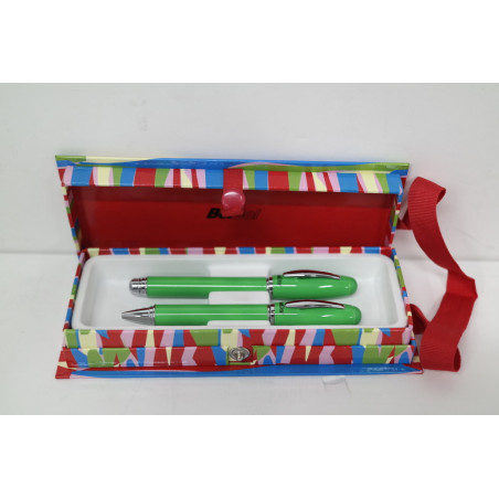 JUEGO LEBER PLUMA BOLIGRAFO LACADO CORTO VERDE 92.252-04