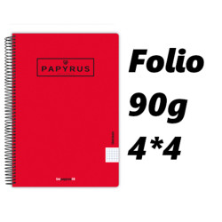 PACK 5 CUADERNOS PAPYRUS GRAFOPLAS PP FOLIO CUADRO 4*4 COLOR ROJO 51 88442551