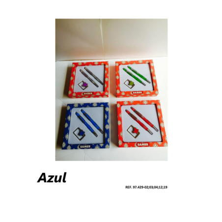 JUEGO BOLI LAPIZ LEBER METAL LLAVERO ESTUCHE 97.429-02 AZUL