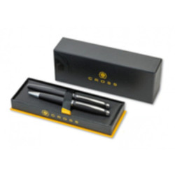 JUEGO BOLIGRAFO PLUMA CROSS CALAIS NEGRO MATE DETALLES CROMADOS AT0117-14MS