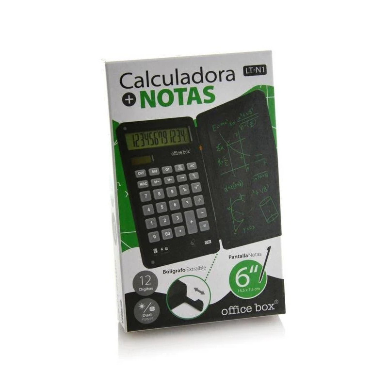 CALCULADORA BOLSILLO OFFICE BOX 12 DIGITOS + NOTAS ELECTRONICA LT-N1