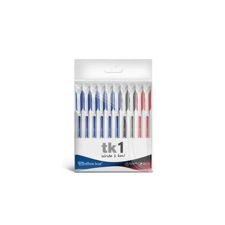 BOLIGRAFO OFFICE BOX TK1 AZUL/NEGRO/ROJO BOLSA 10U COLORES SURTIDOS TK101-10