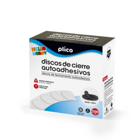 DISCOS DE CIERRE AUTOADHESIVOS MACHO/HEMBRA, 20 MM , 200 PARES NEGRO