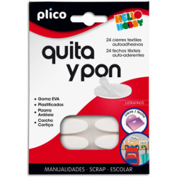 QUITA Y PON. 24 MINI CIERRES TEXTILES AUTOADHESIVOS PLICO