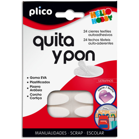 QUITA Y PON. 24 MINI CIERRES TEXTILES AUTOADHESIVOS PLICO