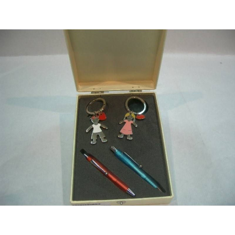 JUEGO WG 2 BOLI MINI 2 LLAVEROS PAJEJITA CROMADO ROSA 7434 ^