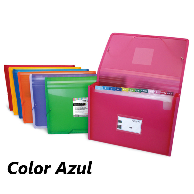 CARPETA FUELLE 12B GRAFOPLAS MULTILINE GOMAS PLAST. TRANSP. AZUL 2963030