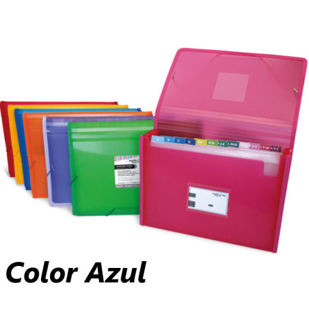 CARPETA FUELLE 12B GRAFOPLAS MULTILINE GOMAS PLAST. TRANSP. AZUL 2963030