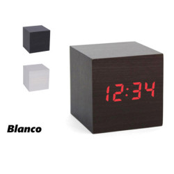 RELOJ CUBO MADERA BLANCO DIGITAL I-TOTAL USB XL0029D ^
