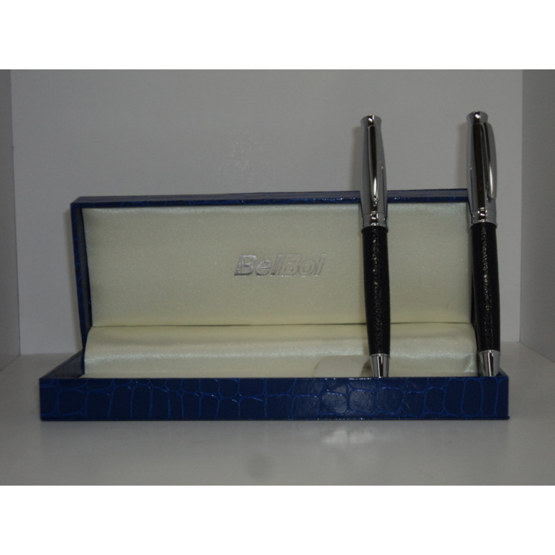 JUEGO LEBER BOLIGRAFO PORTAMINAS IMITACION PIEL AZUL 92.346-02 ^