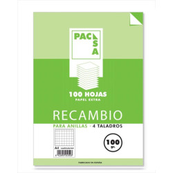 RECAMBIO PACSA A-4 100GR 100H 4 TALADROS CUADROS 4*4 MARGEN 21050