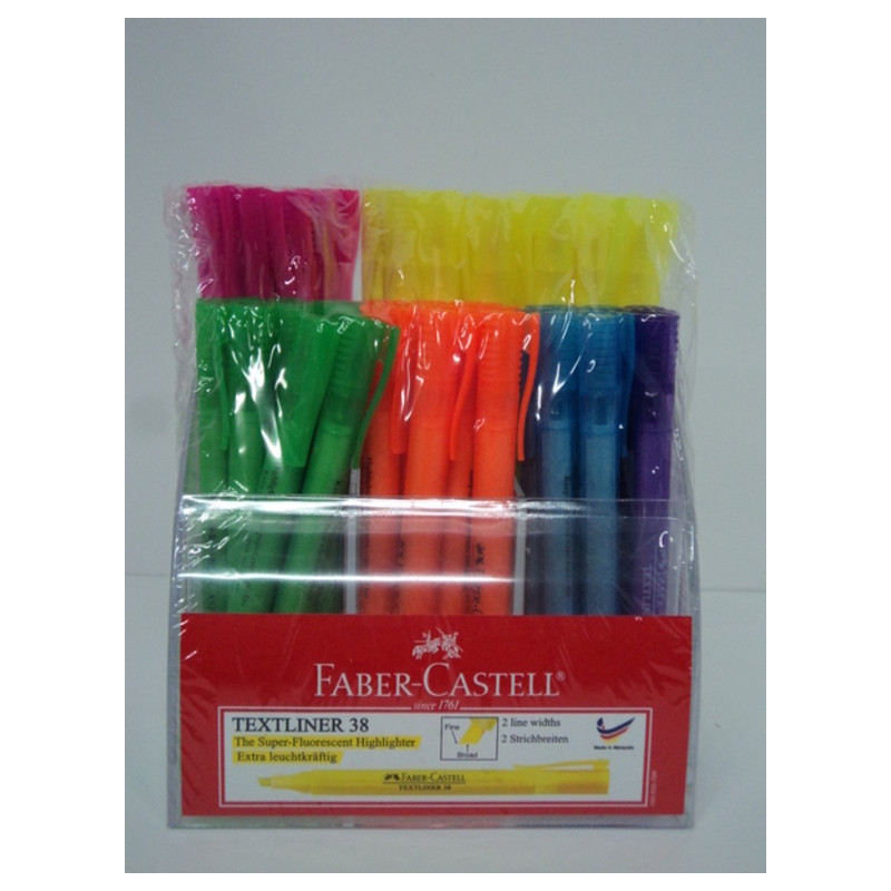MARCD.FLUOR FABER-CASTELL TEXTLINER 38 REDONDO EXPOSITOR 54U 158109
