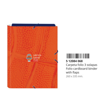 CARPETA FOLIO 3 SOLAPAS VALENCIA BASKET SAFTA26 512084068 33,5X26 UNIDAD