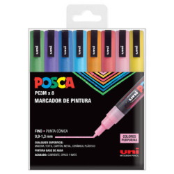 MARCADOR UNI-BALL POSCA PC-3ML/8C PUNTA FINA PURPURINA SURTIDO C/8U