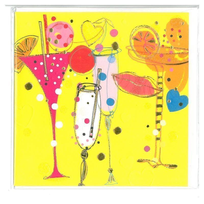 TARJETA FELICITACION ARGU TURNOWSKY GRABADO ORO FIESTA COPAS 38452 ^