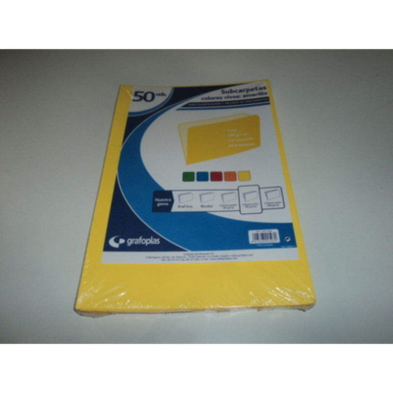 SUBCARPETA FOLIO AMARILLO INTENSO PTE 50U GRAFOPLAS