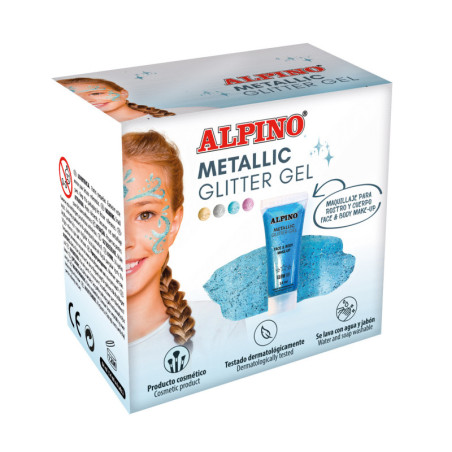MAQUILLAJE caja 6 GLITTER GEL METALICO AZUL ALPINO
