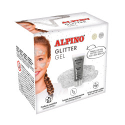 MAQUILLAJE caja 6 GLITTER GEL PLATA ALPINO