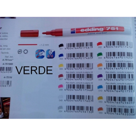 MARCD. EDDING Nº 751 OPACO VERDE GRANEL UNIDAD ^