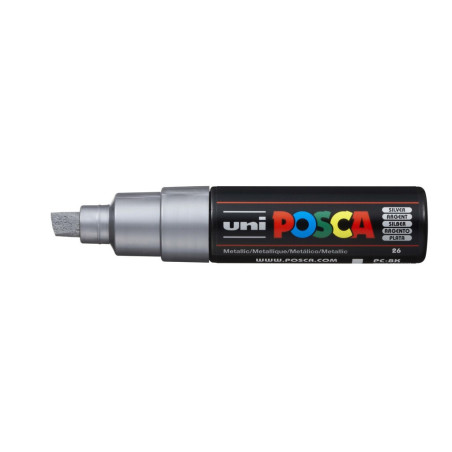 MARCADOR UNI-BALL POSCA PC-8K BISEL GRUESO 8MM PLATA -26-
