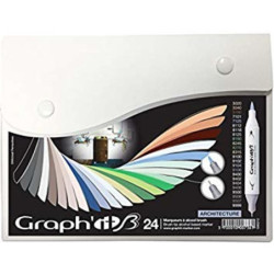 ROTULADOR GRAPH'IT DOBLE PUNTA PINCEL BASE ALCOHOL CAJA 24U COLORES ARCHITECTURE GI80212 MCH